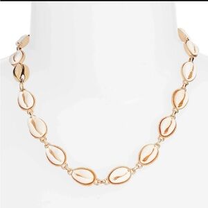 Gold Tone and Cream Shell Necklace
